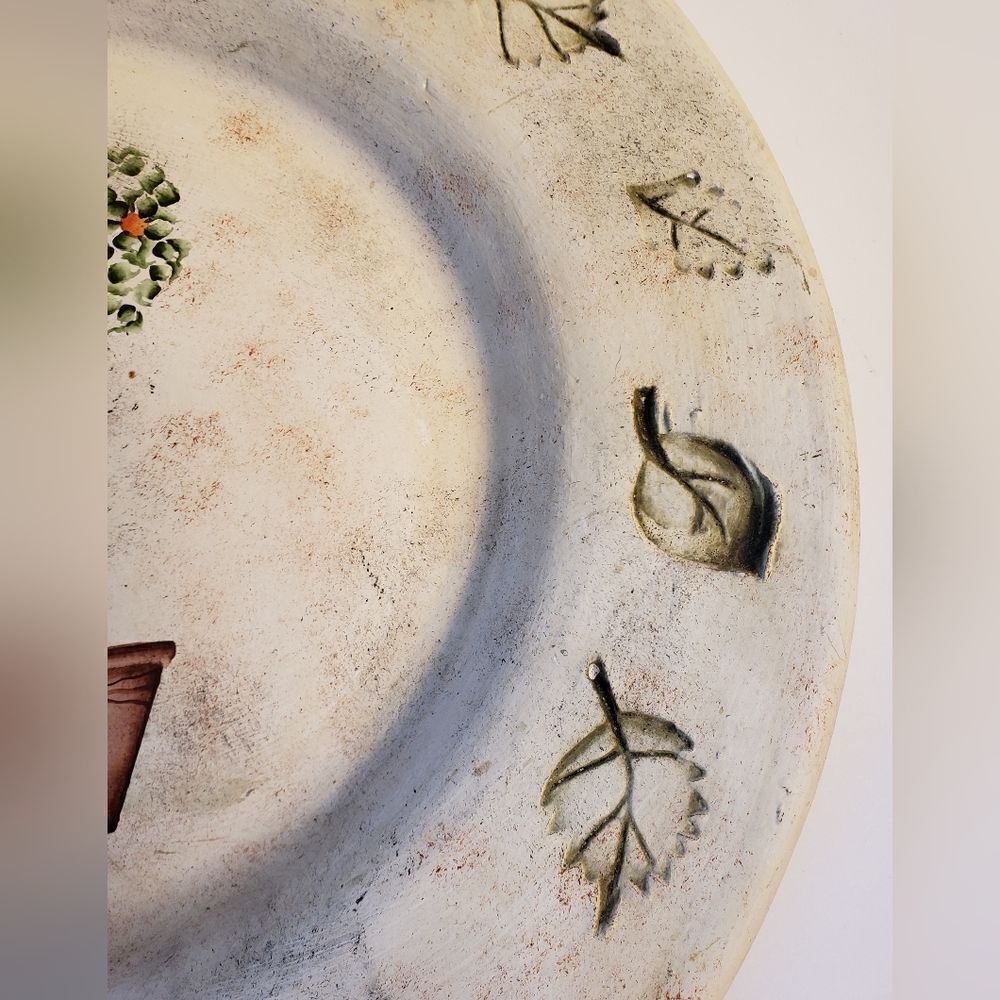 Heavy Hand Painted Pottery Plate - Picture 4 of 10